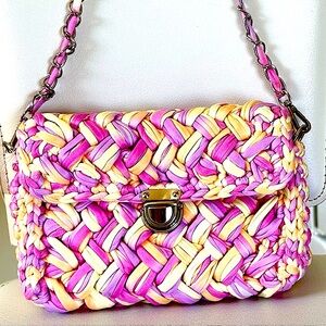 Colorful Woven Chain Shoulder Bag